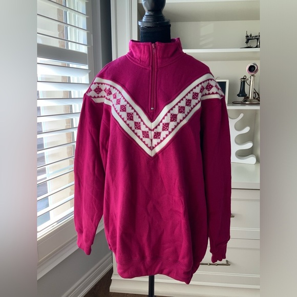 Vintage Y2K 90’S R&R SPORTS Magenta Half Zip Pullover Sweater Women’s SZ Large - Picture 12 of 15